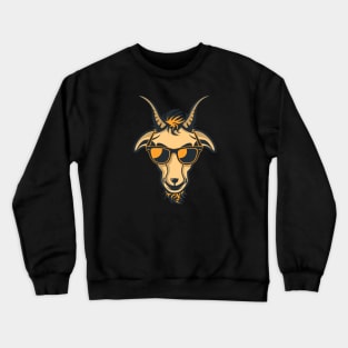 Goat with Glasses - Orange Drawing Illustrattion Crewneck Sweatshirt